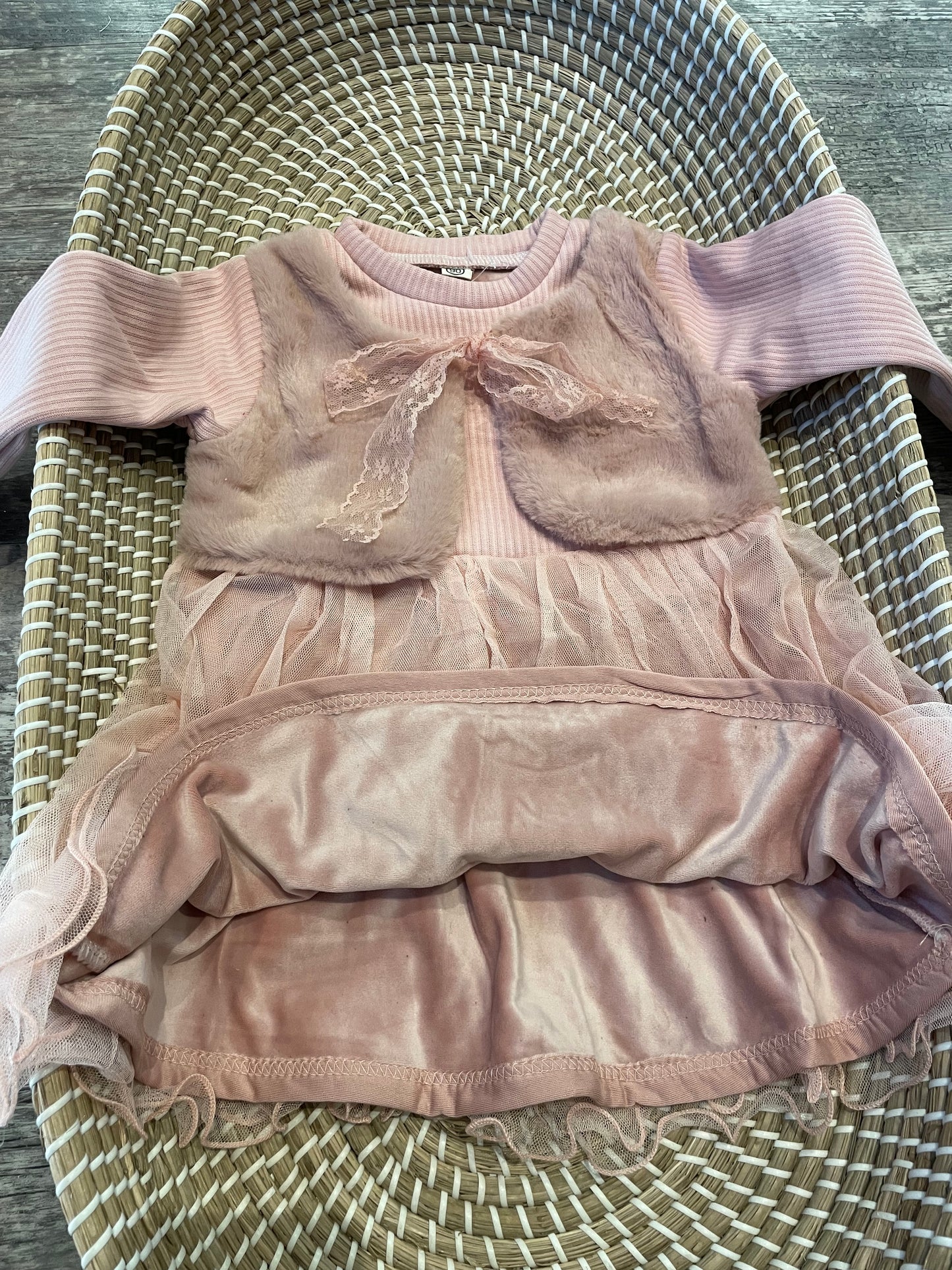 Pink fleece lined tulle dress