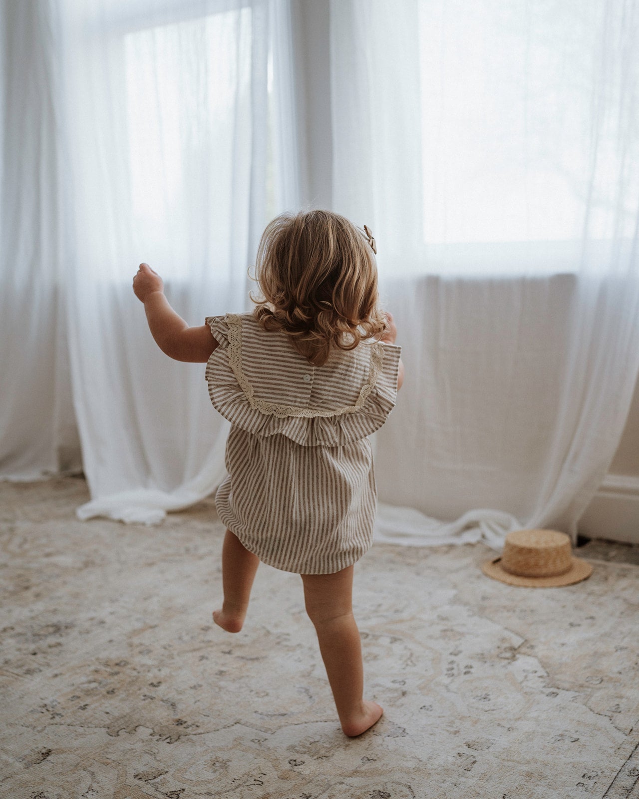 Cream & Beige striped romper