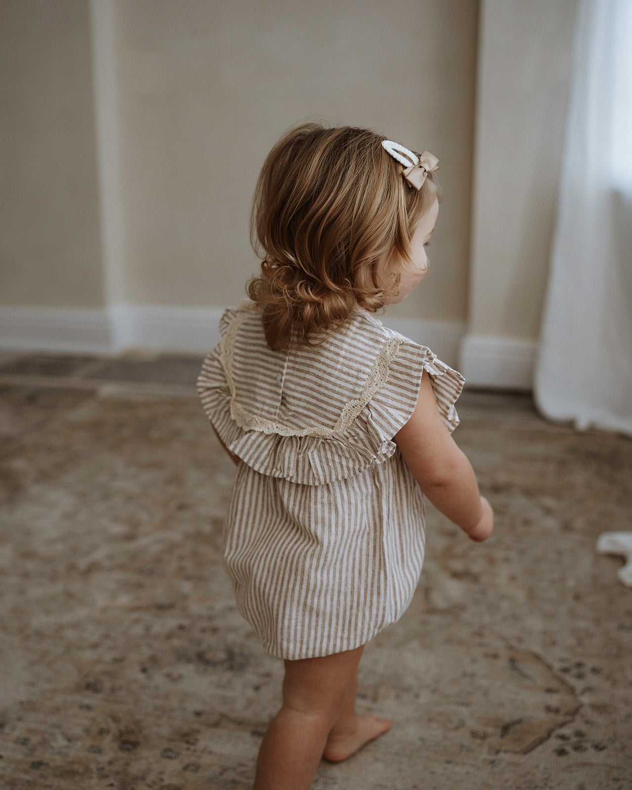 Cream & Beige striped romper