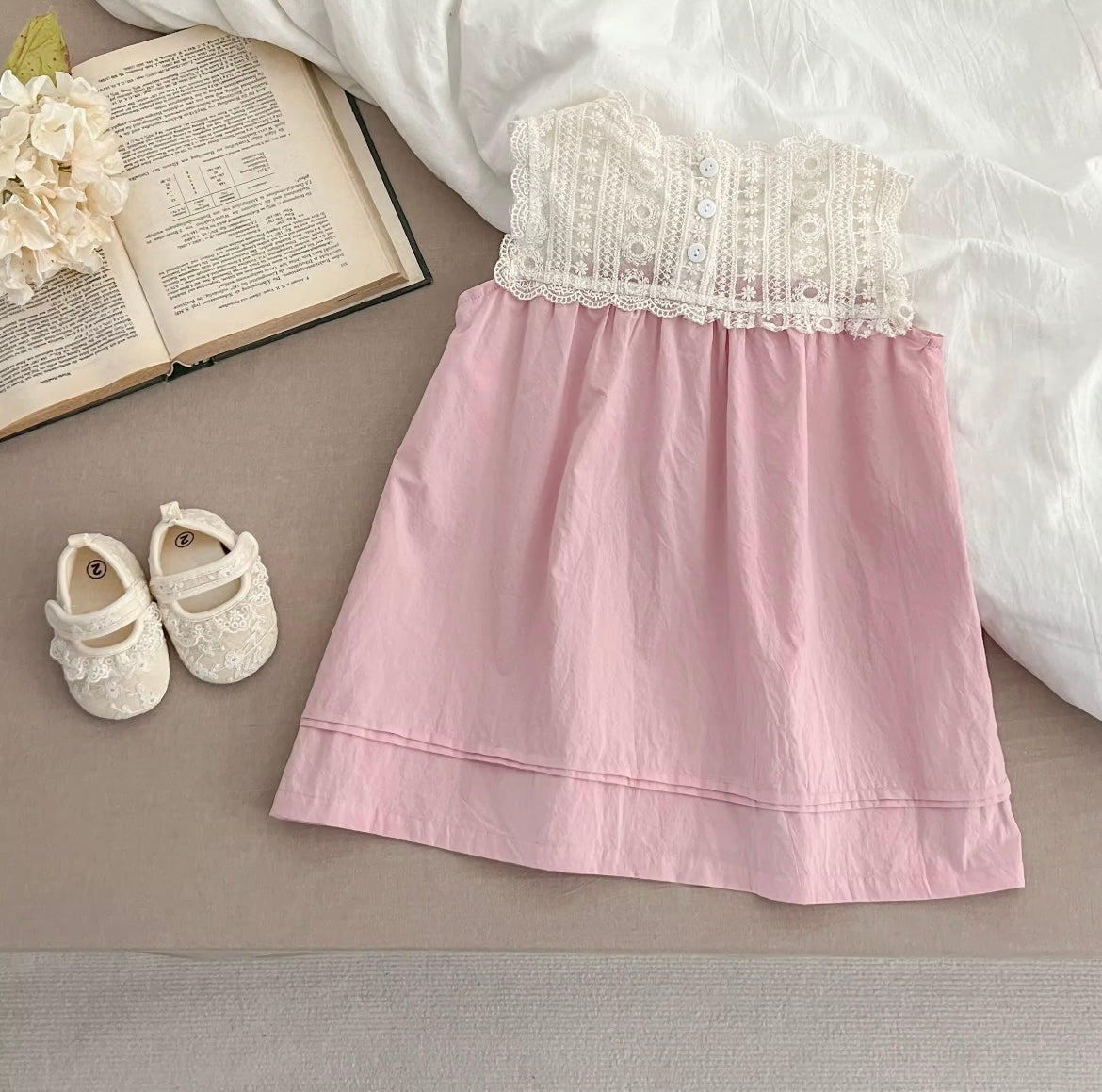 Crochet detail cotton dress
