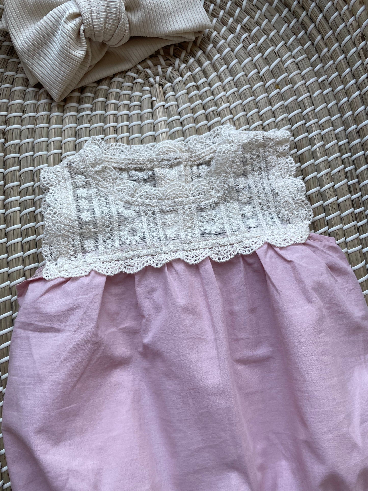 Crochet detail cotton romper