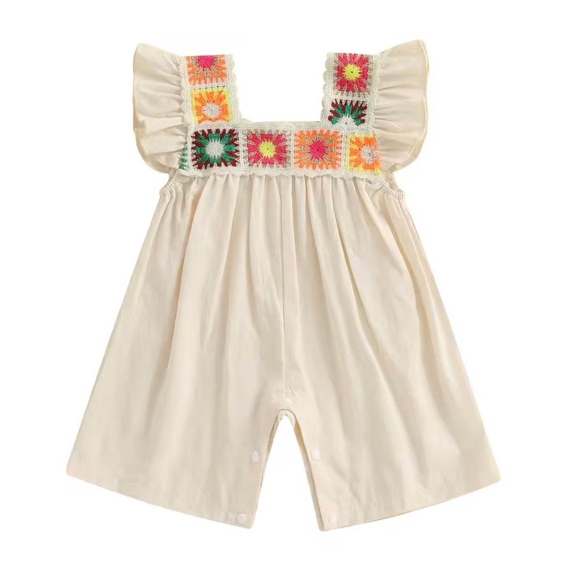 Cream crochet detail romper