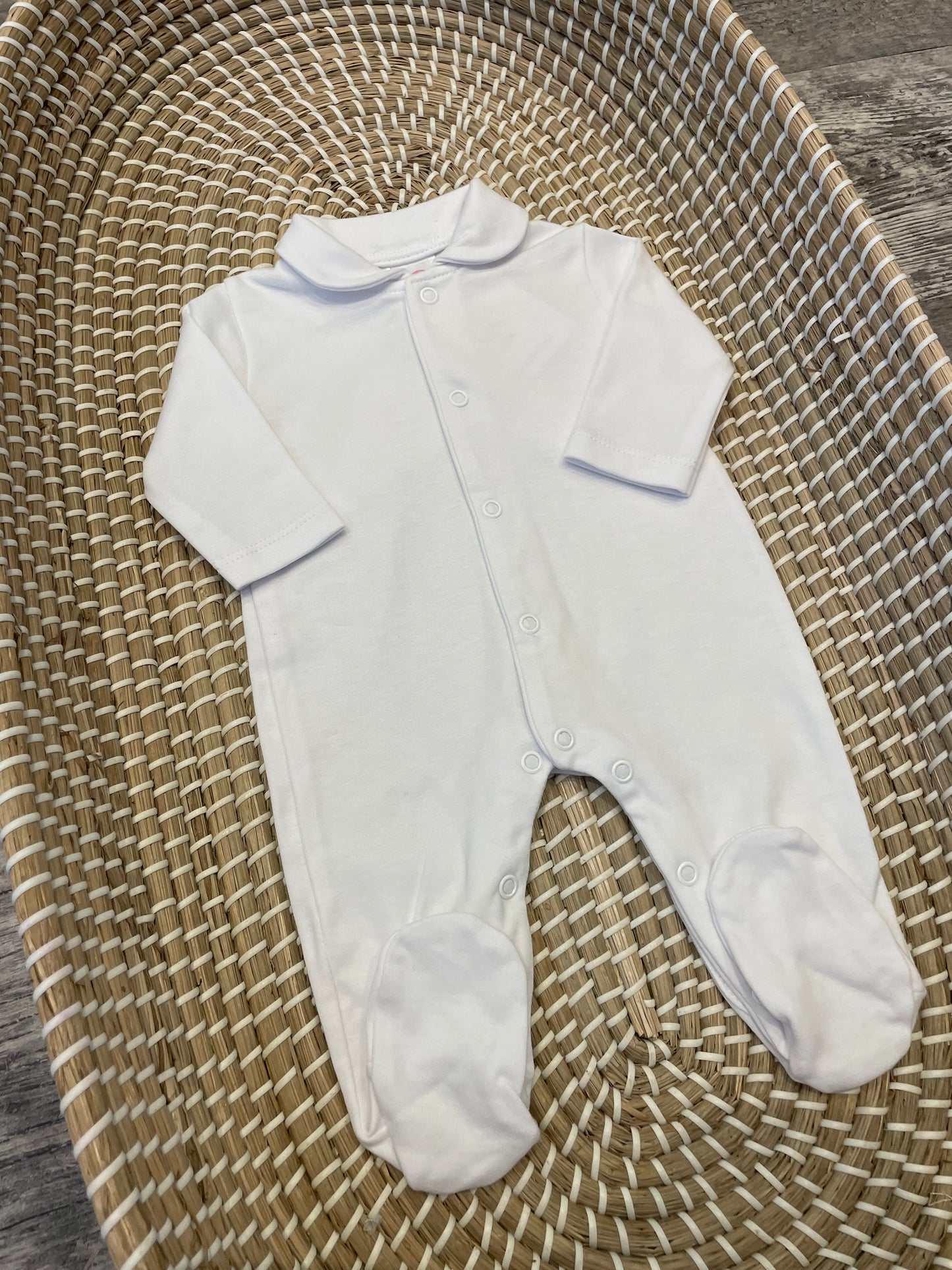 Personalised Angel wings white velour sleepsuit