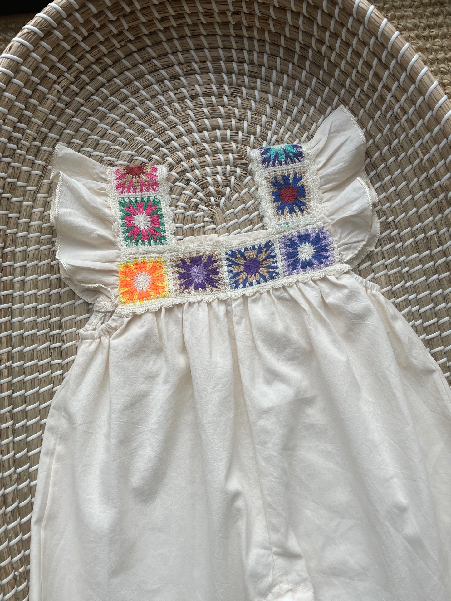 Cream crochet detail romper