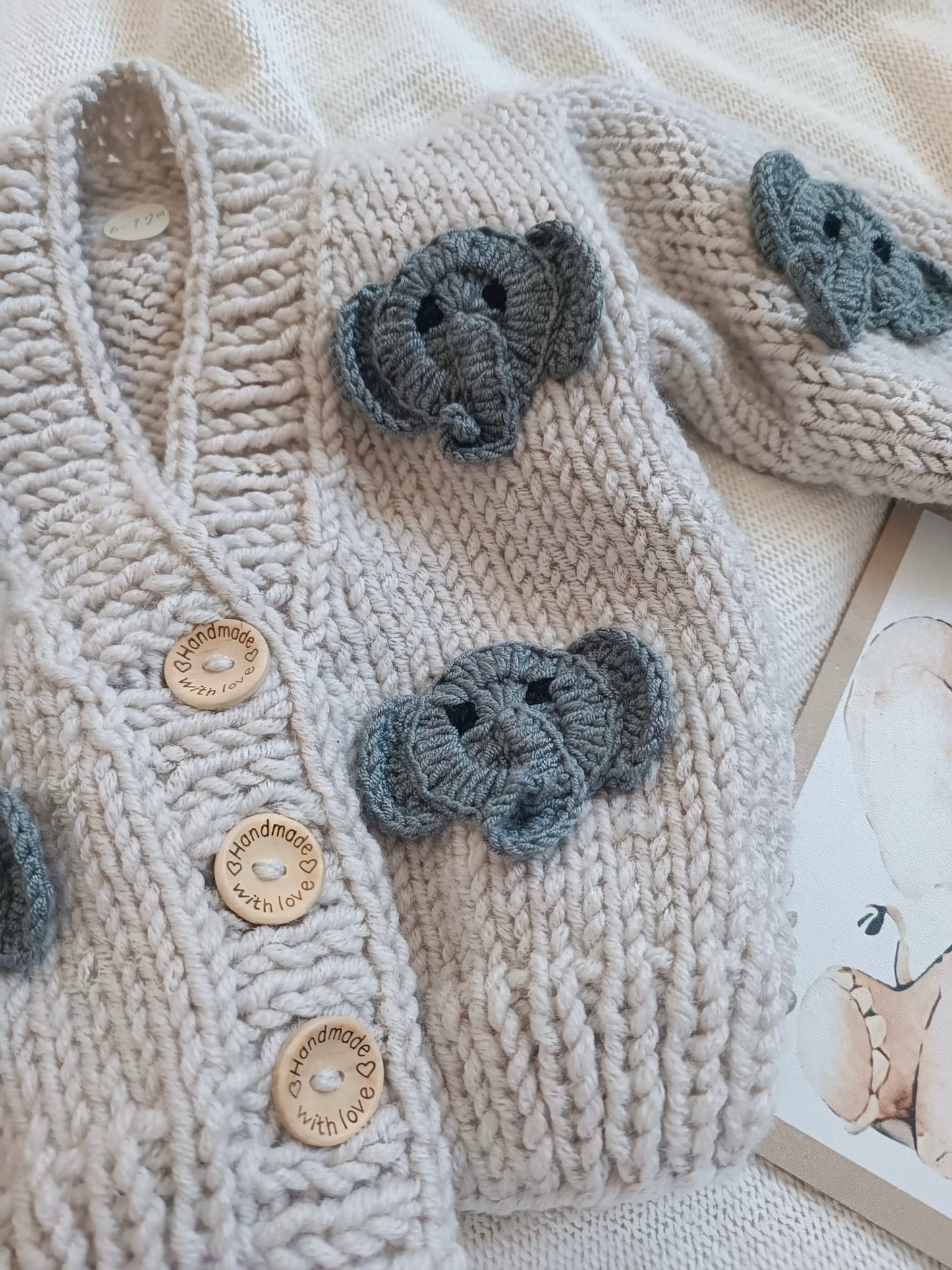 Handmade elephant design cardigan (PREORDER)