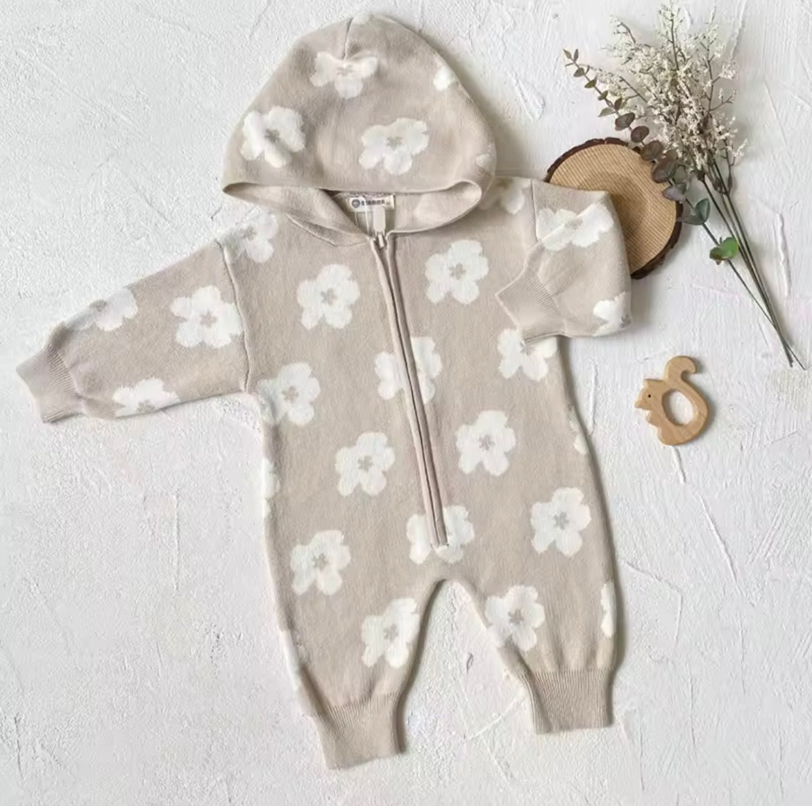 Floral knitted onesie