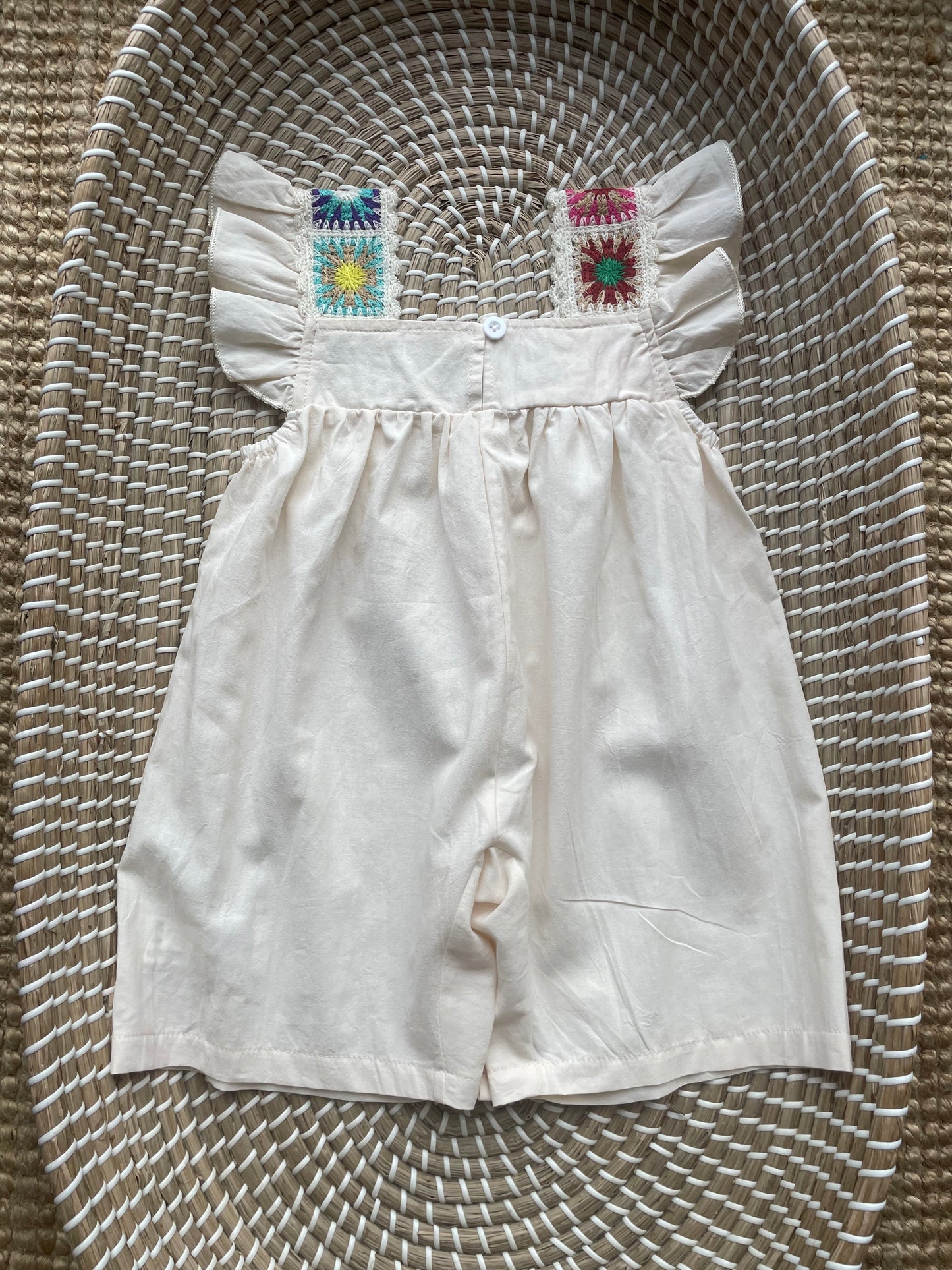 Cream crochet detail romper