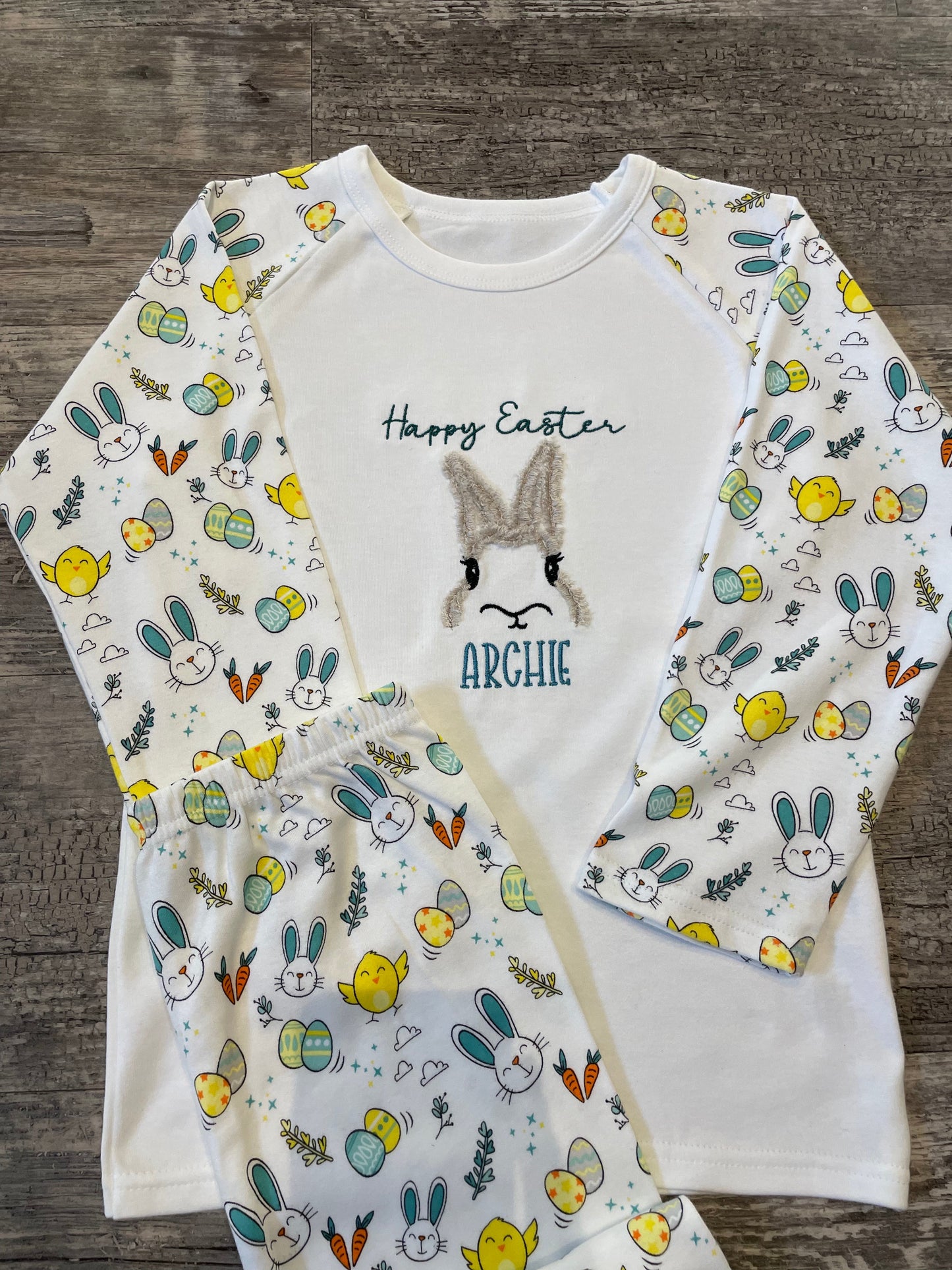 Personalised Easter plain cotton pyjamas