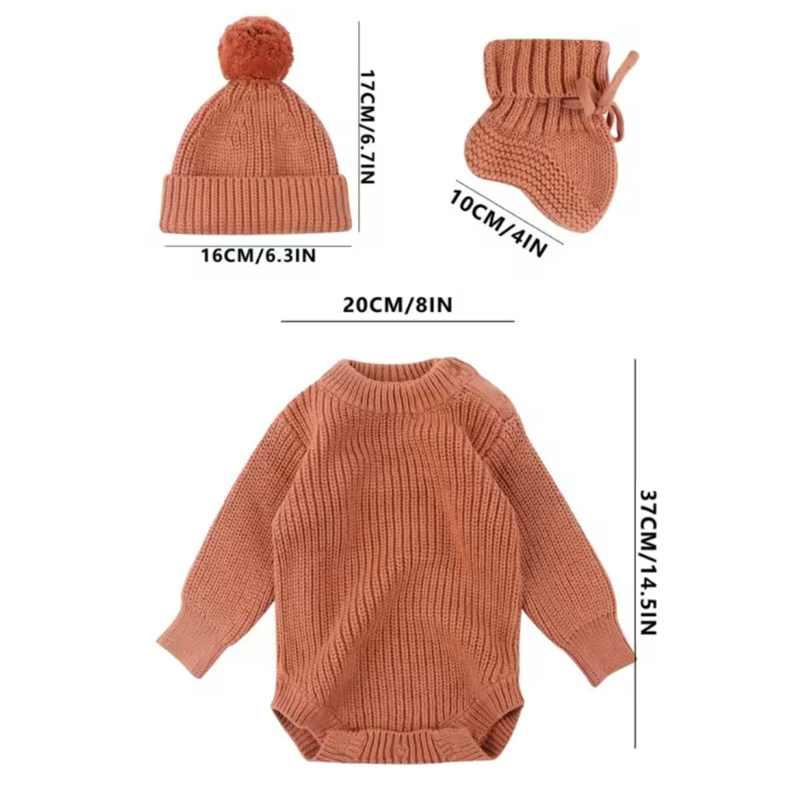 Personalised 3pc new baby knitted set