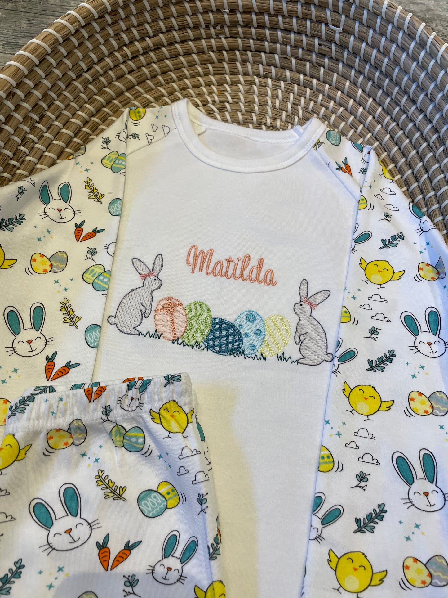 Personalised Easter print pyjamas