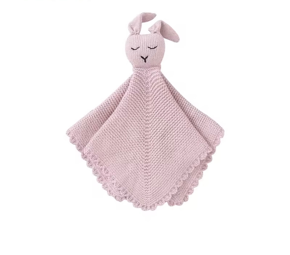 Personalised knitted bunny comforter