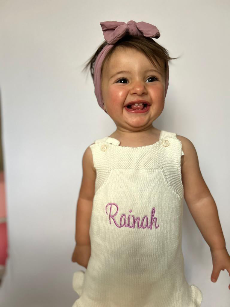 Personalised White Knitted romper