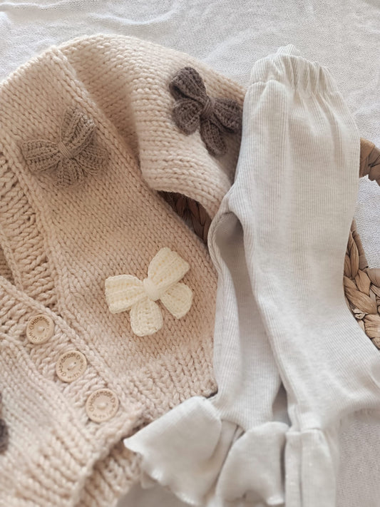 Handmade chunky bow cardigan (PREORDER)