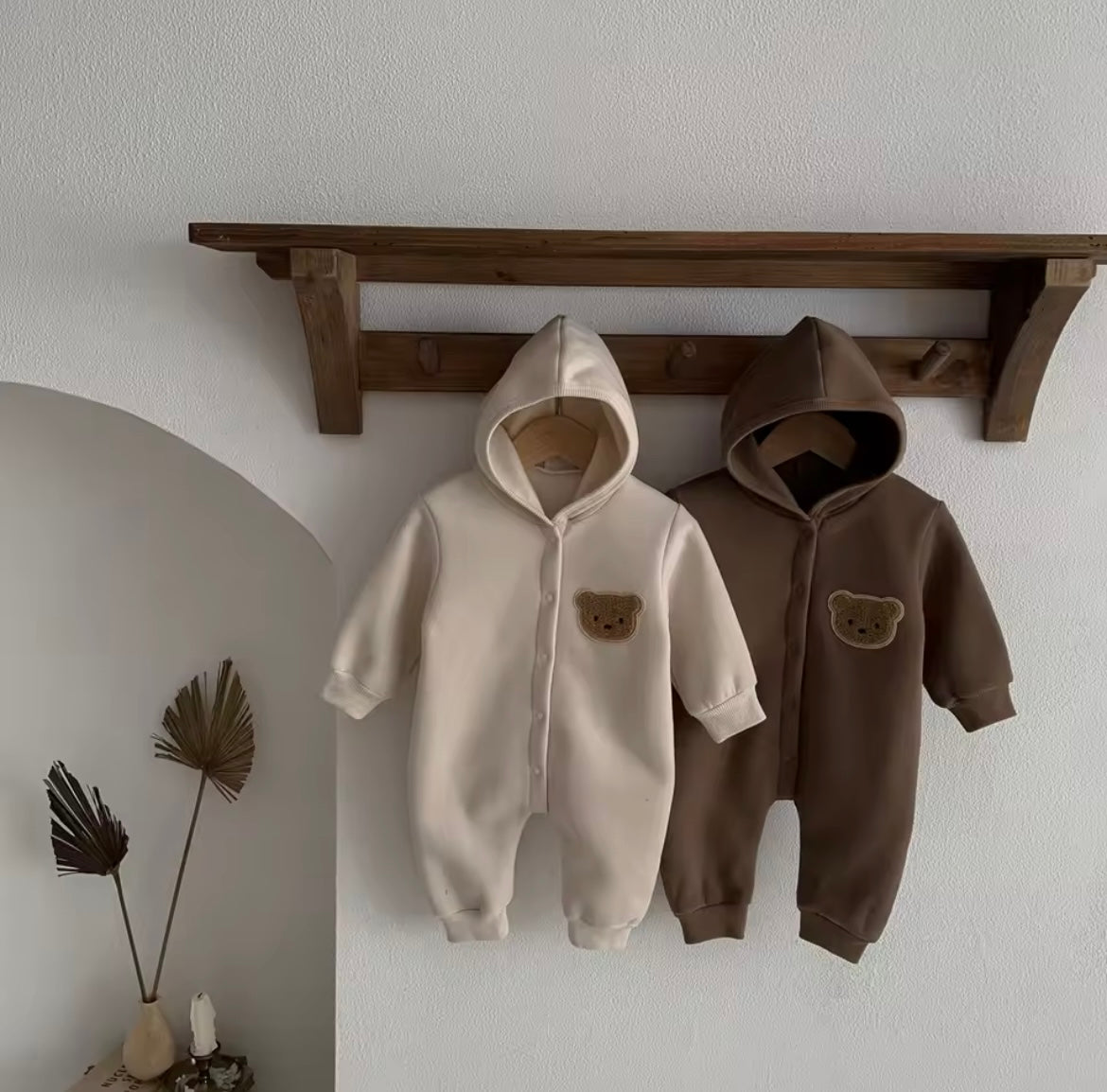 Bear fleece pramsuit