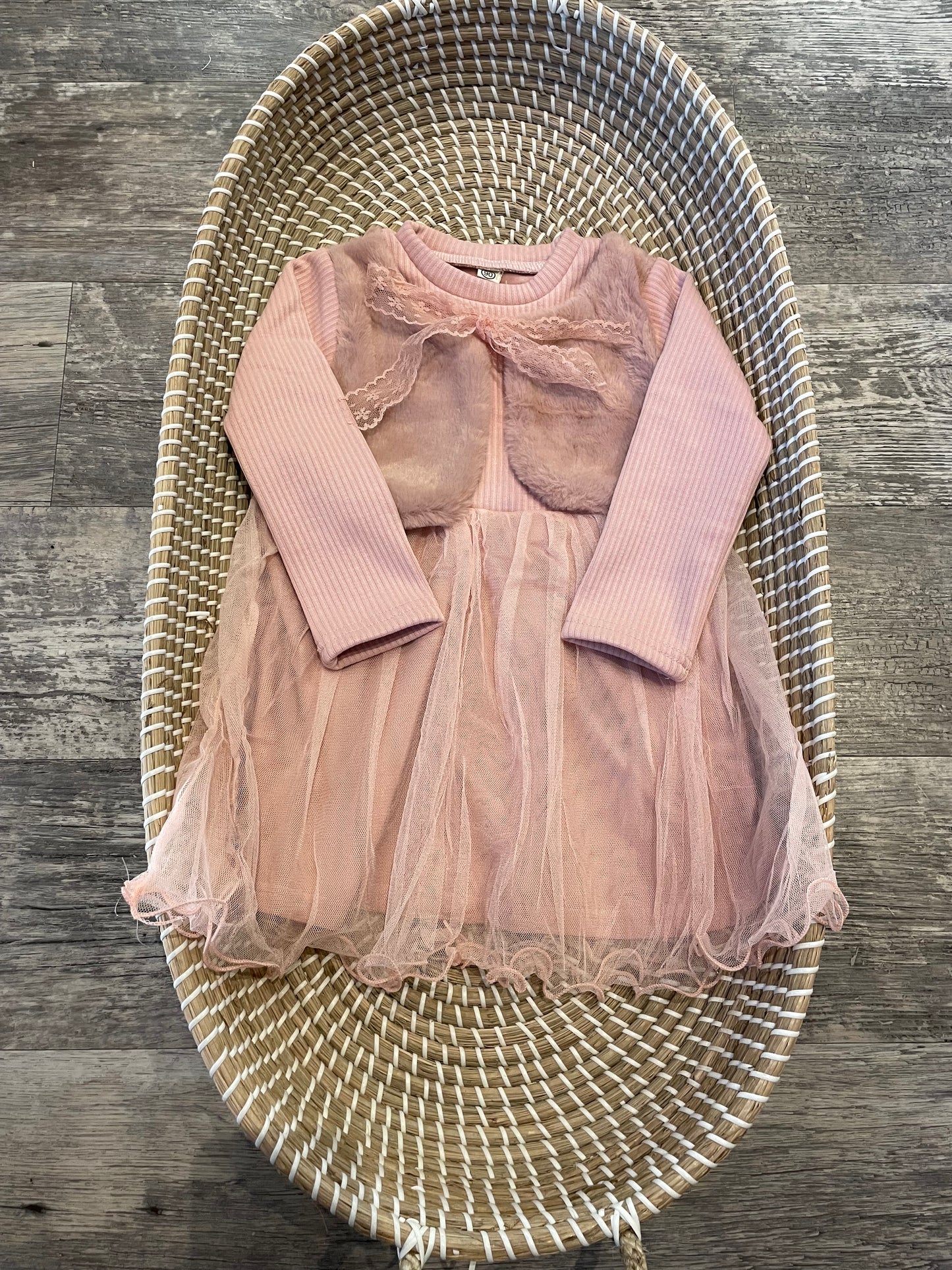 Pink fleece lined tulle dress