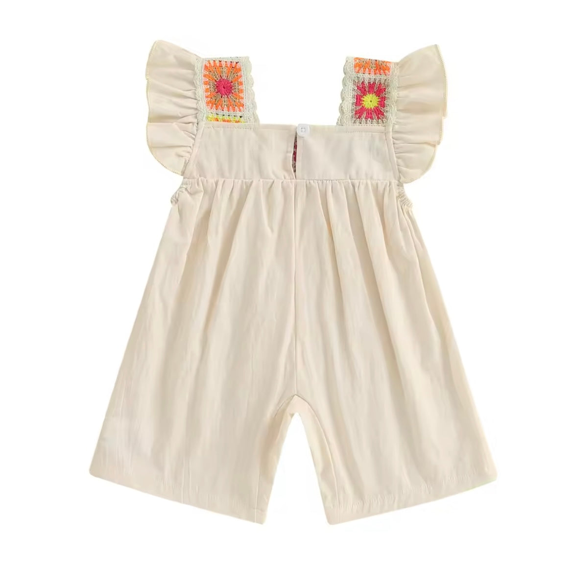 Cream crochet detail romper