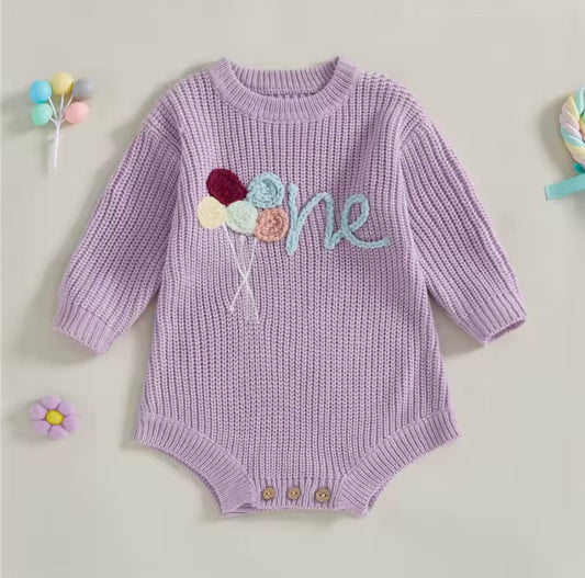 ONE birthday balloon romper