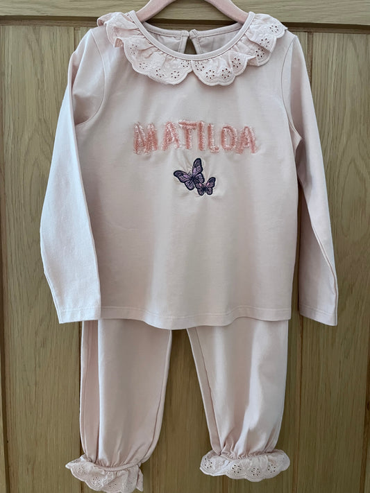 Personalised cotton frill pyjamas