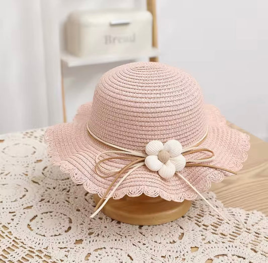 Flower straw hat and bag set