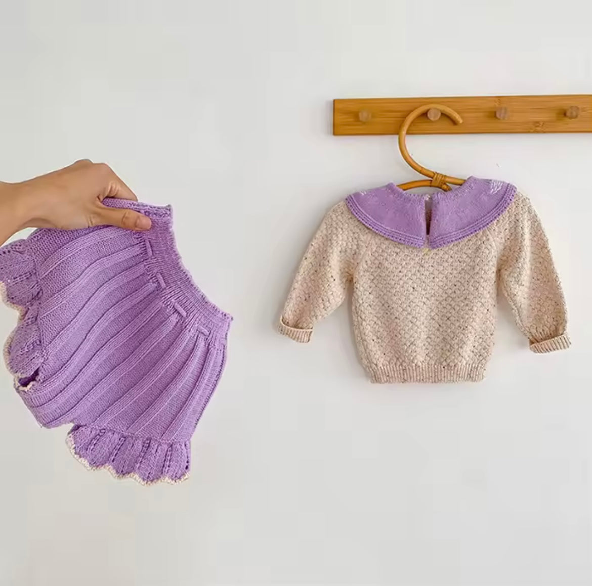 Purple floral knitted set