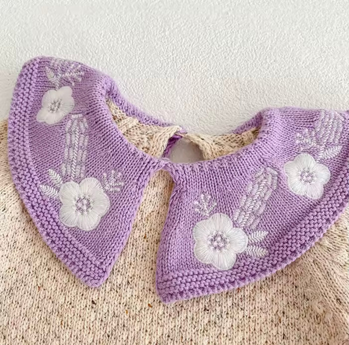 Purple floral knitted set