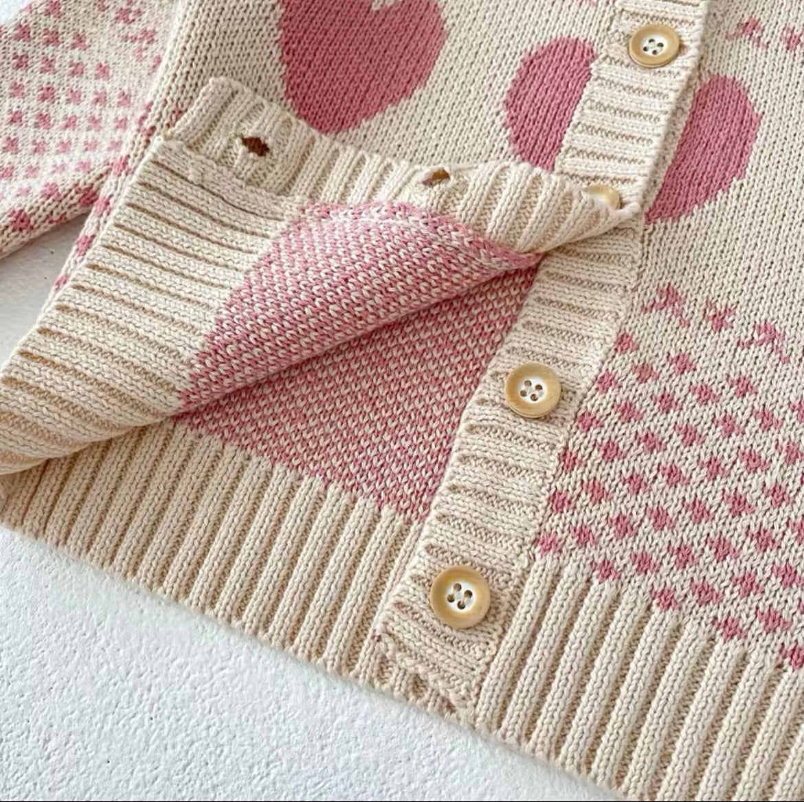 Heart knitted romper and cardigan set
