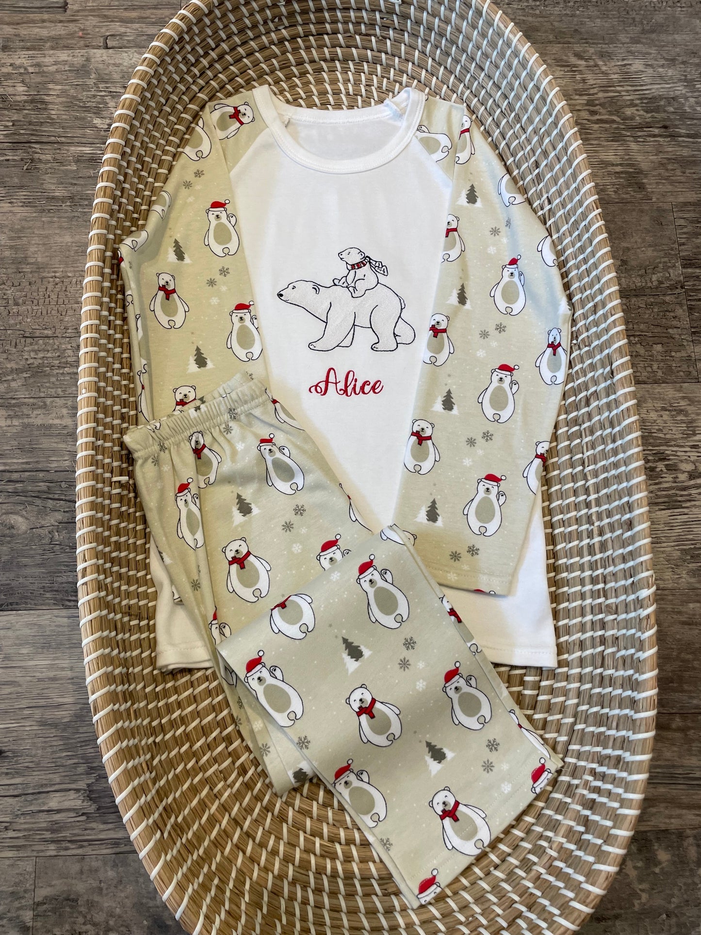Personalised Christmas brushed cotton check pyjamas