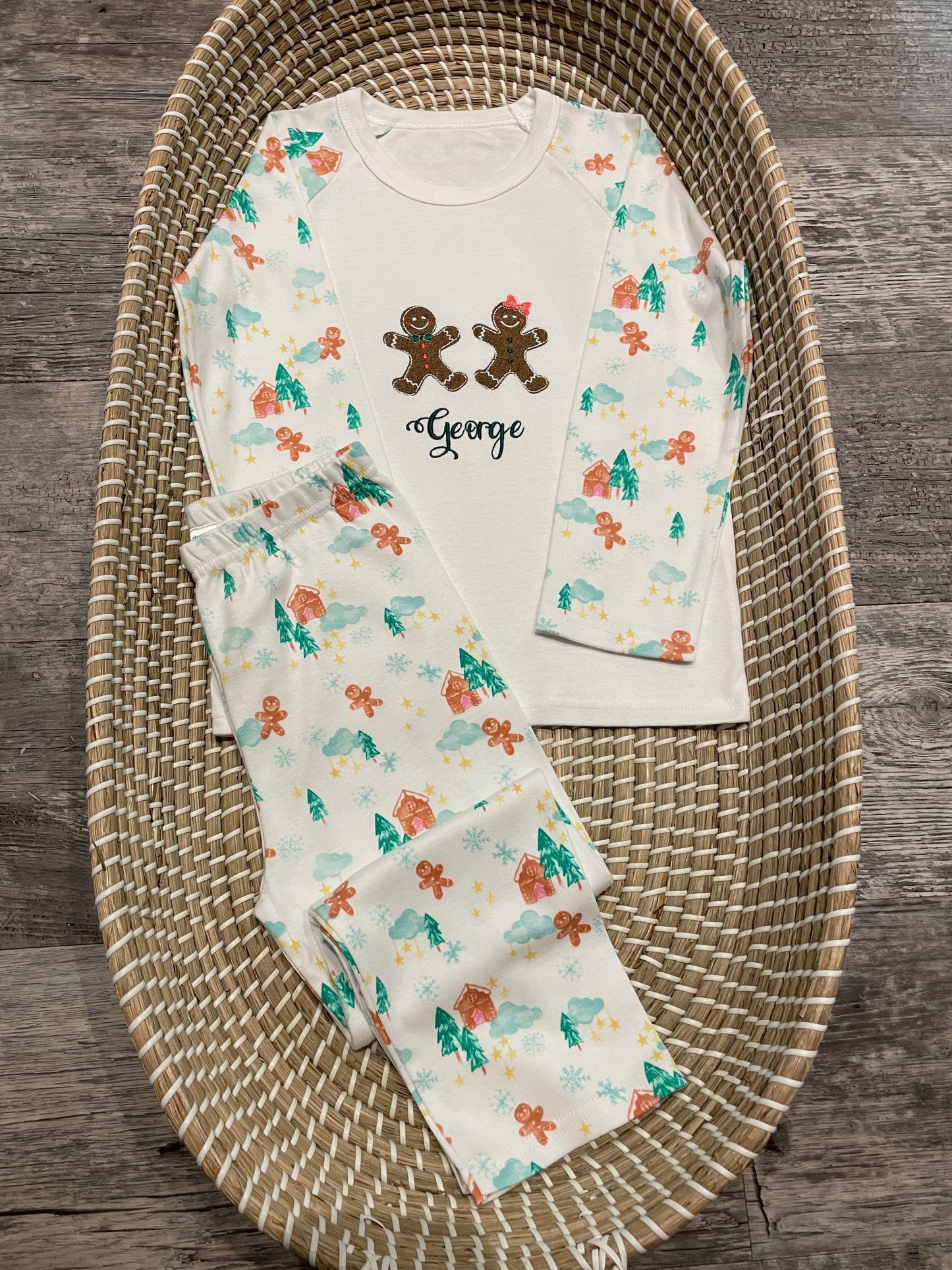 Personalised Christmas brushed cotton check pyjamas