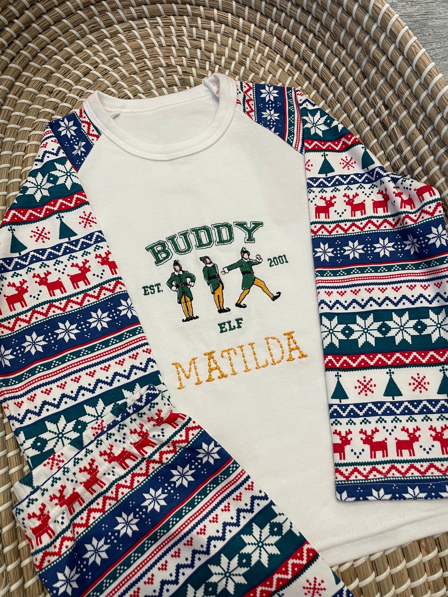 Personalised Christmas brushed cotton check pyjamas