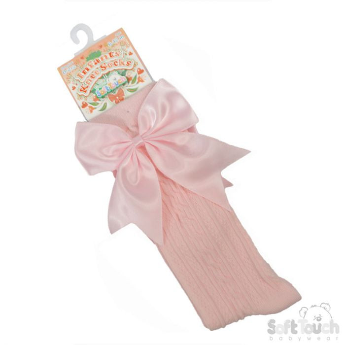 Pink knee high bow socks