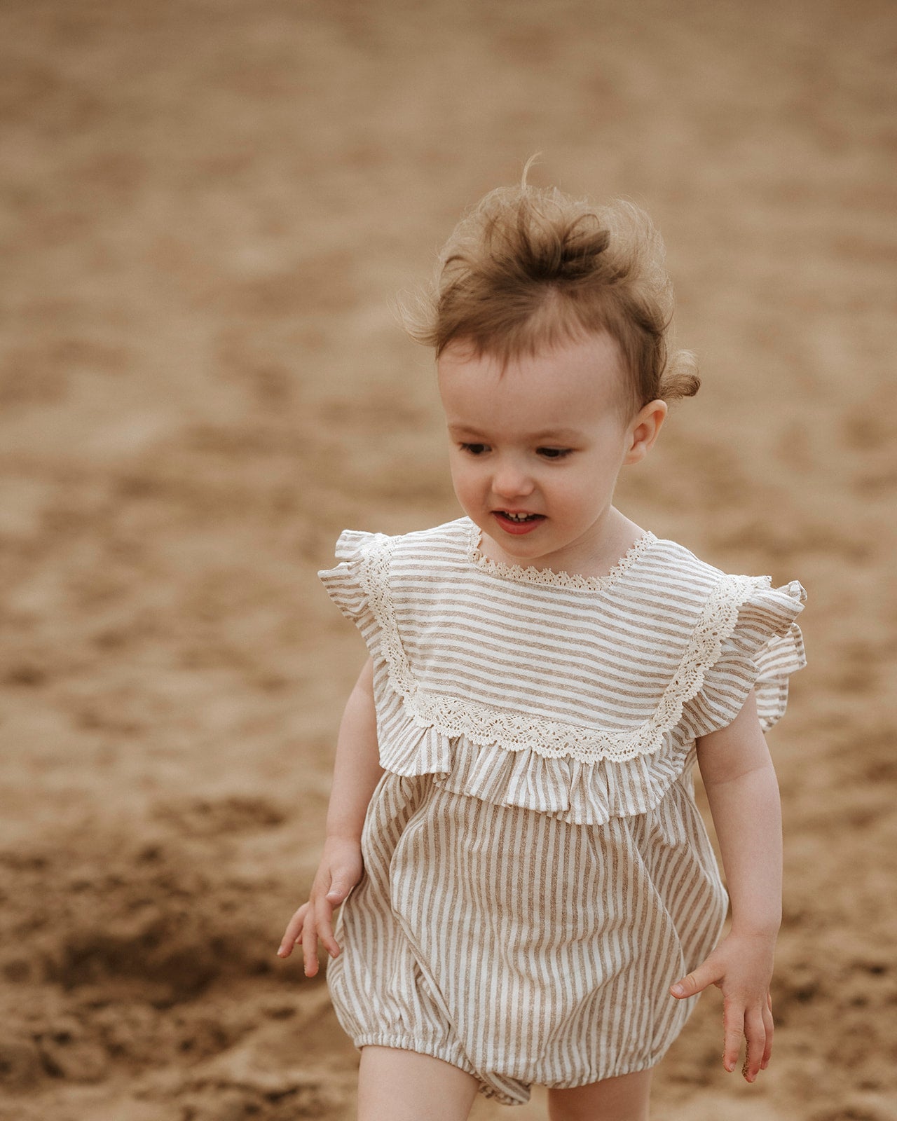Cream & Beige striped romper