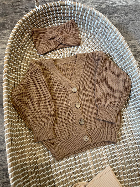 Handmade chocolate cardigan - In stock