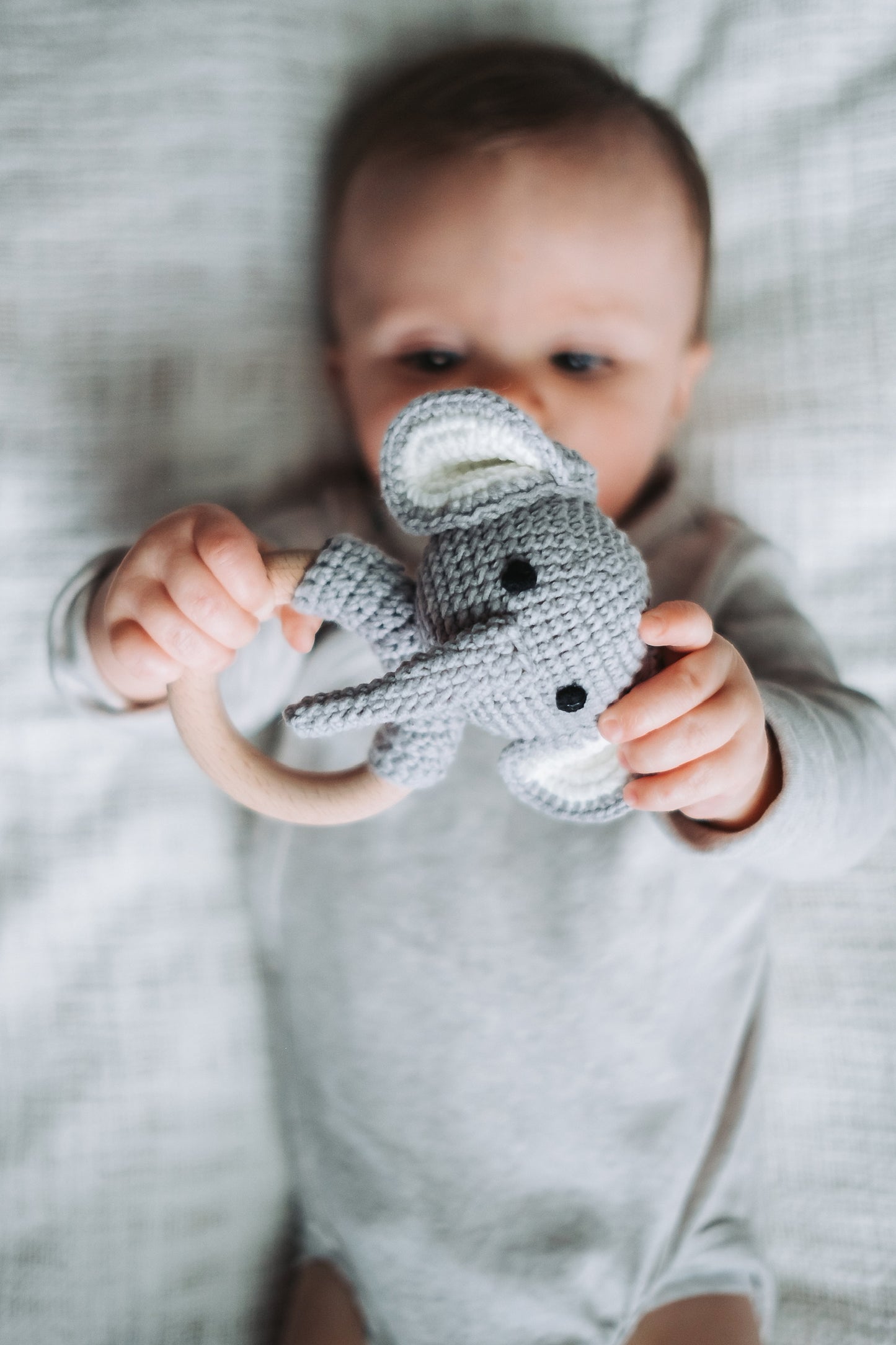Grey elephant rattle
