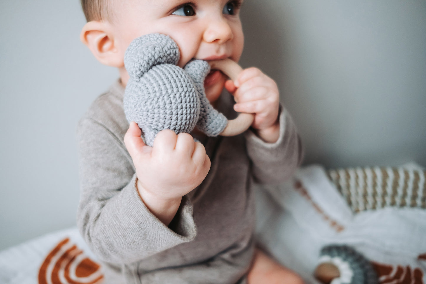 Grey elephant rattle