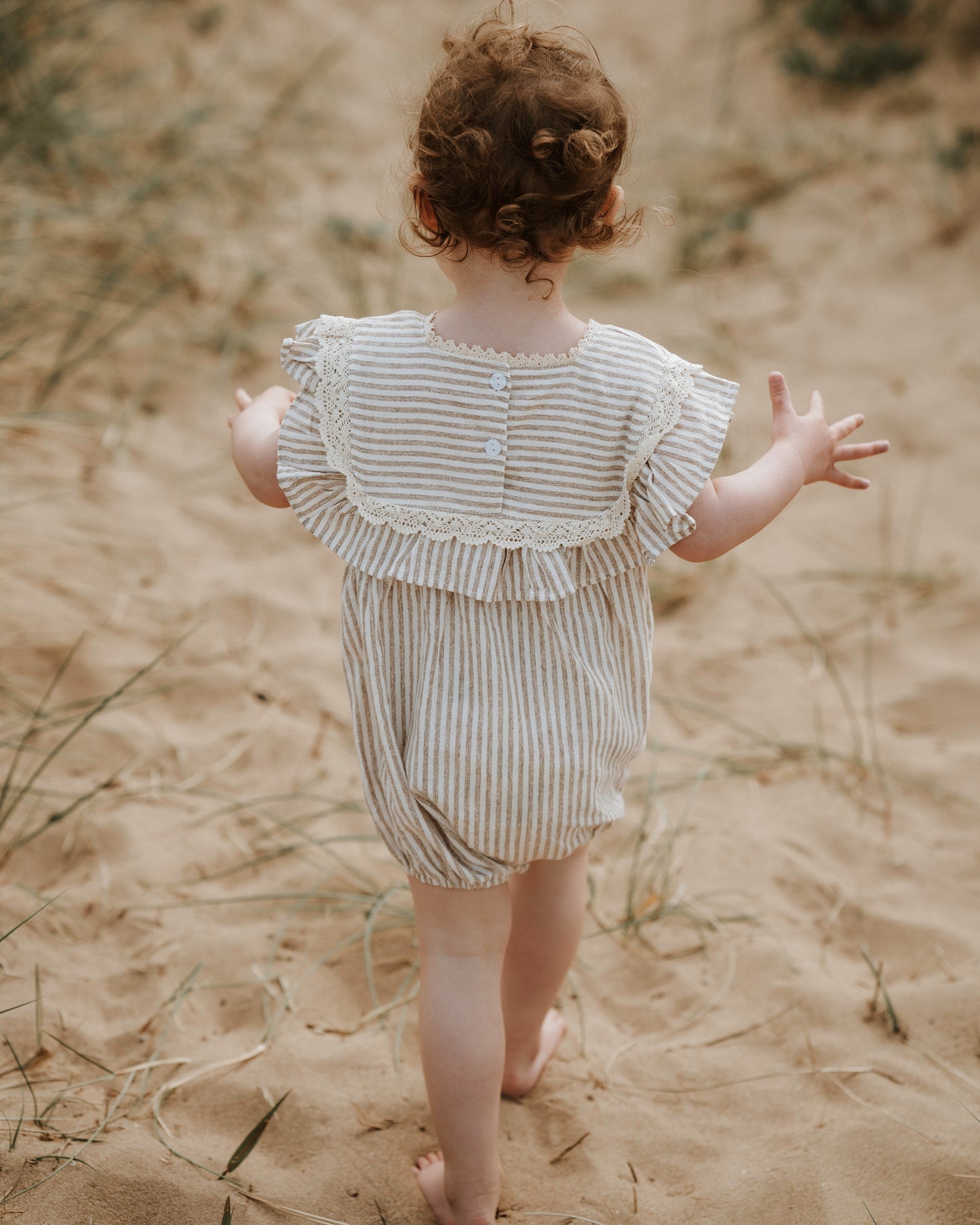 Cream & Beige striped romper
