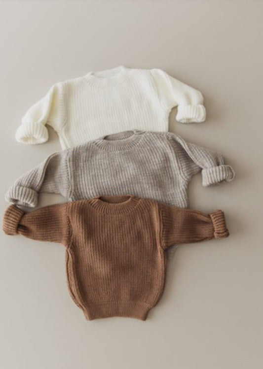 Handmade grey/beige jumper - In stock