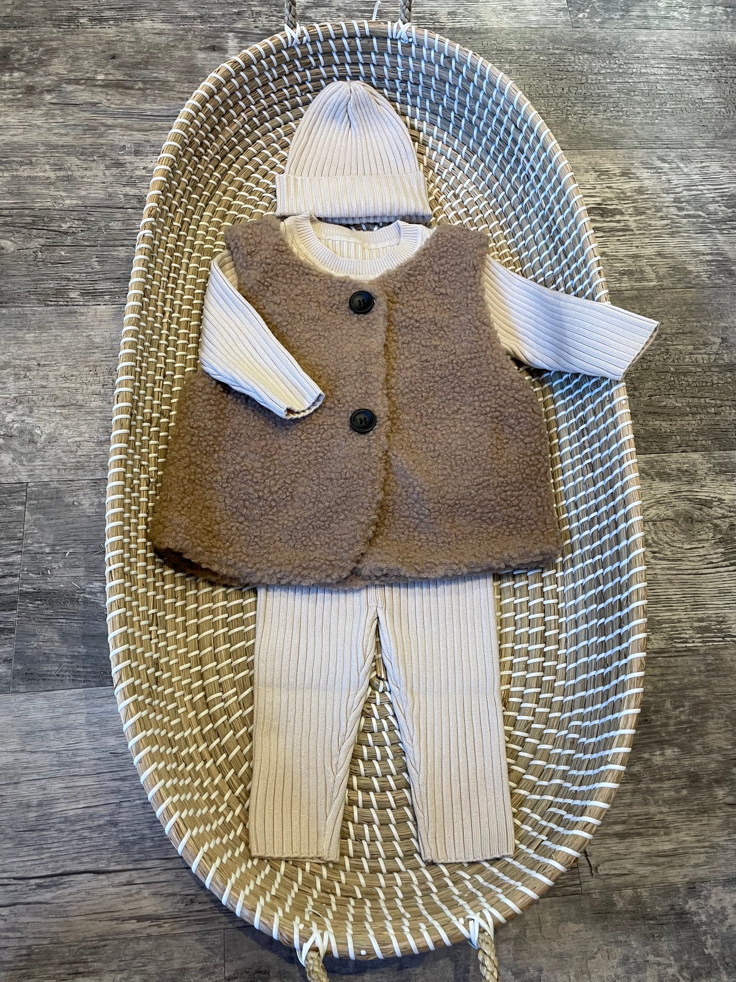 Ribbed 3pc set - light beige