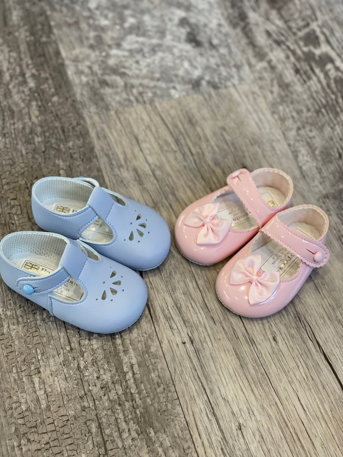 Blue T Bar pram shoes