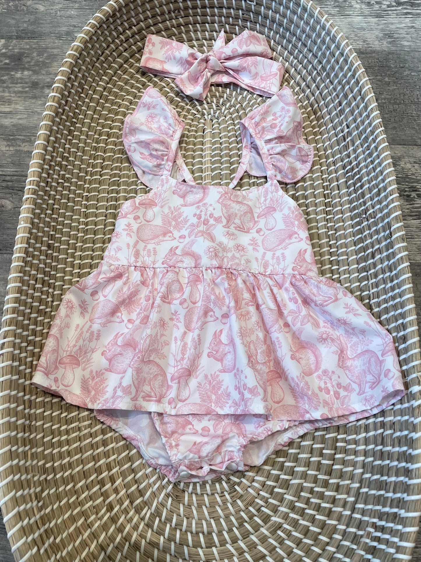 Pink bunny romper set
