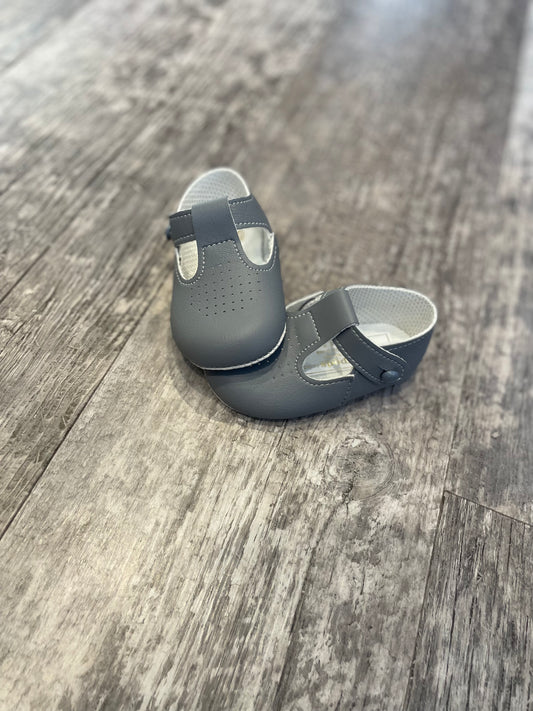 Grey T-bar pram shoes