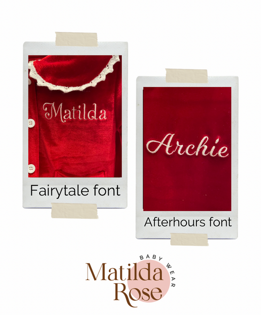 Personalised luxury blue velvet girls pyjamas