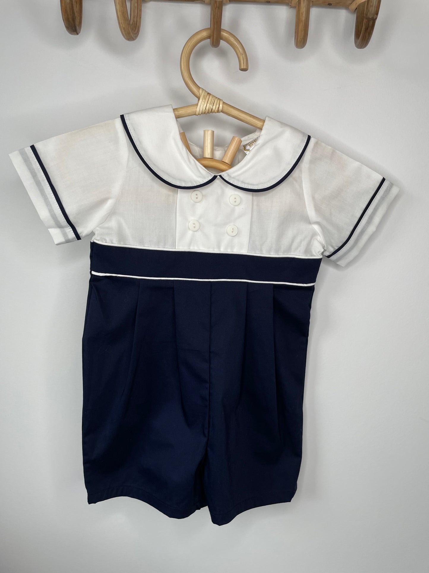 The Jasper White & Navy playsuit