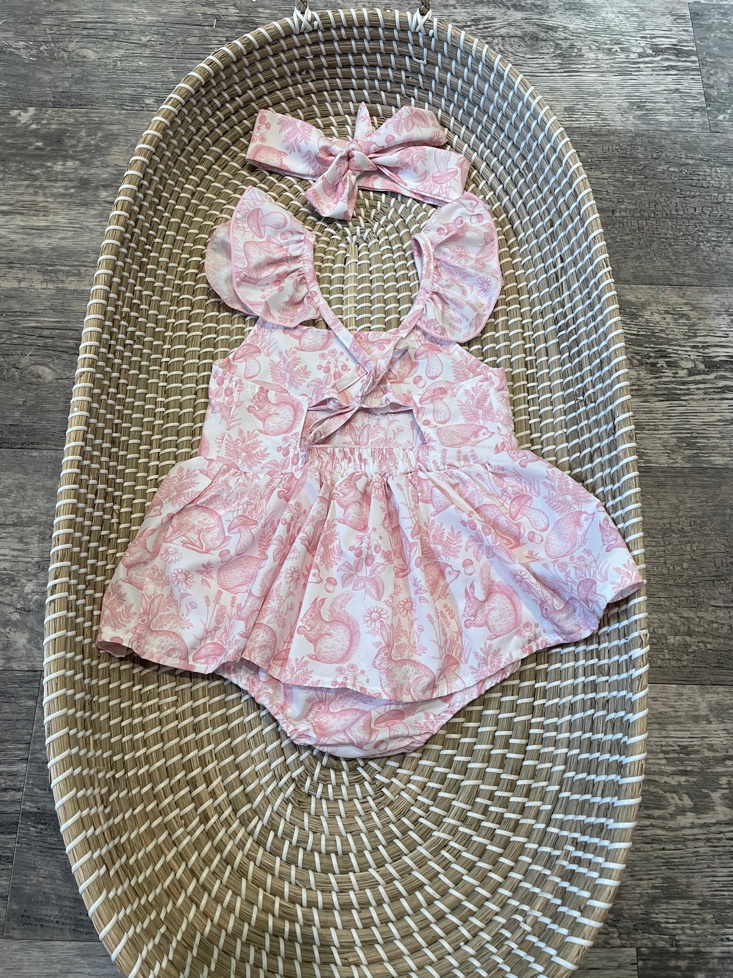 Pink bunny romper set