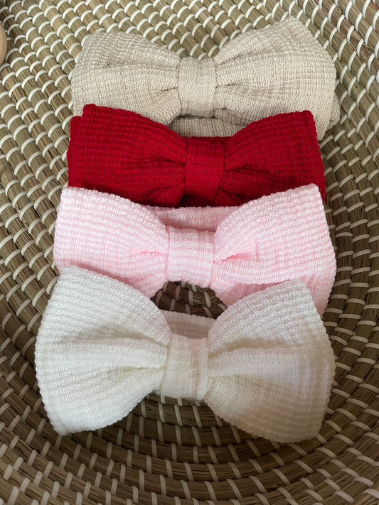 Waffle knit bow headband