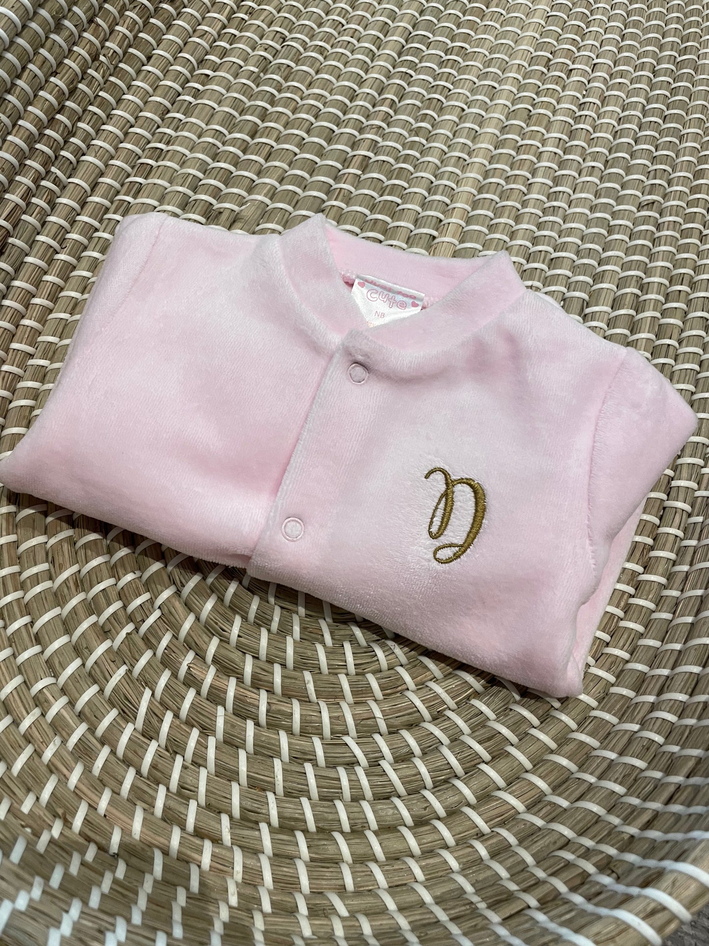Personalised velour babygrow