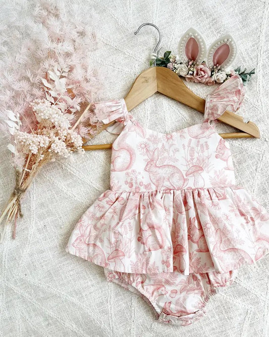 Pink bunny romper set