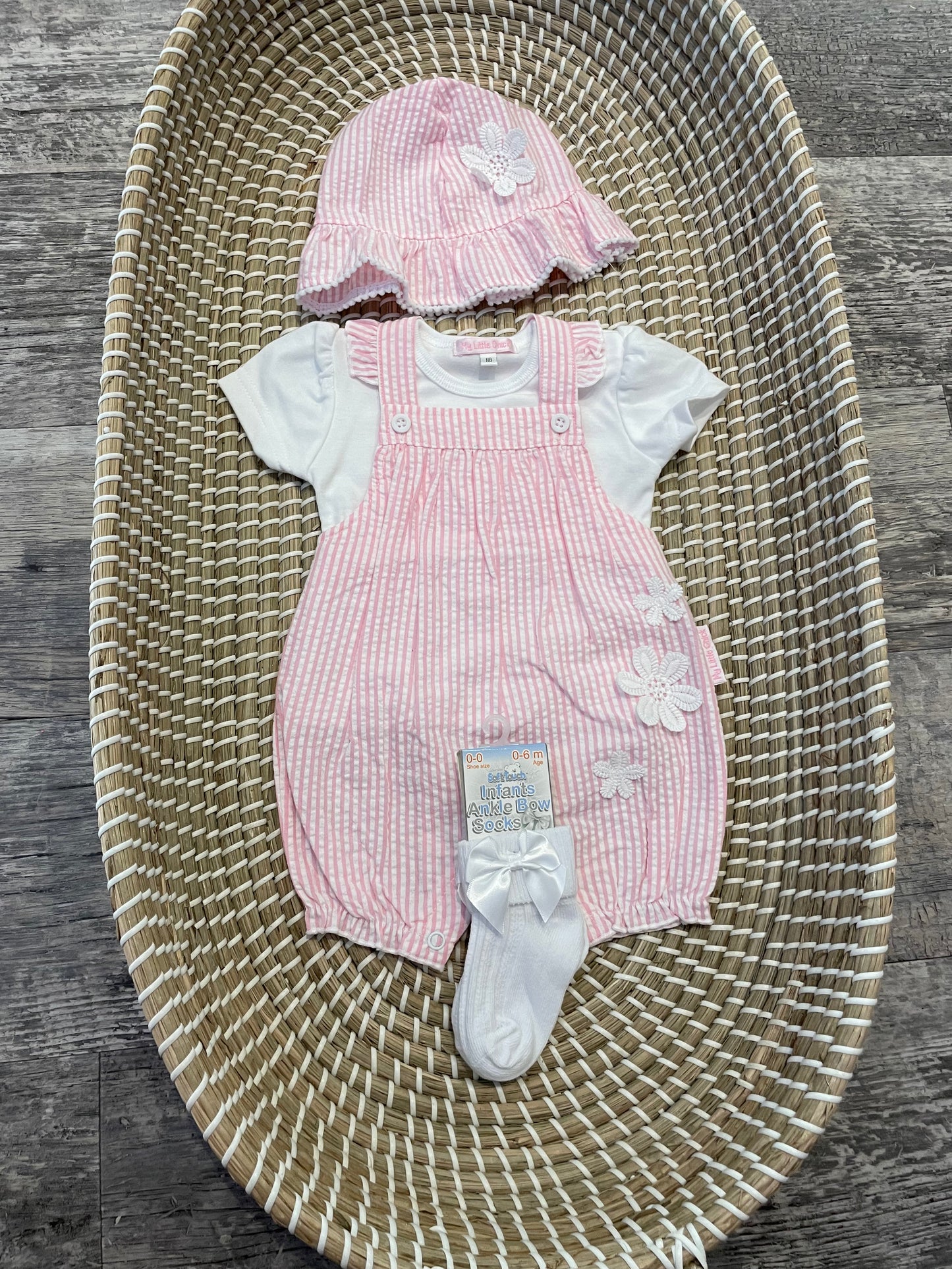 Pink stripe dungaree set