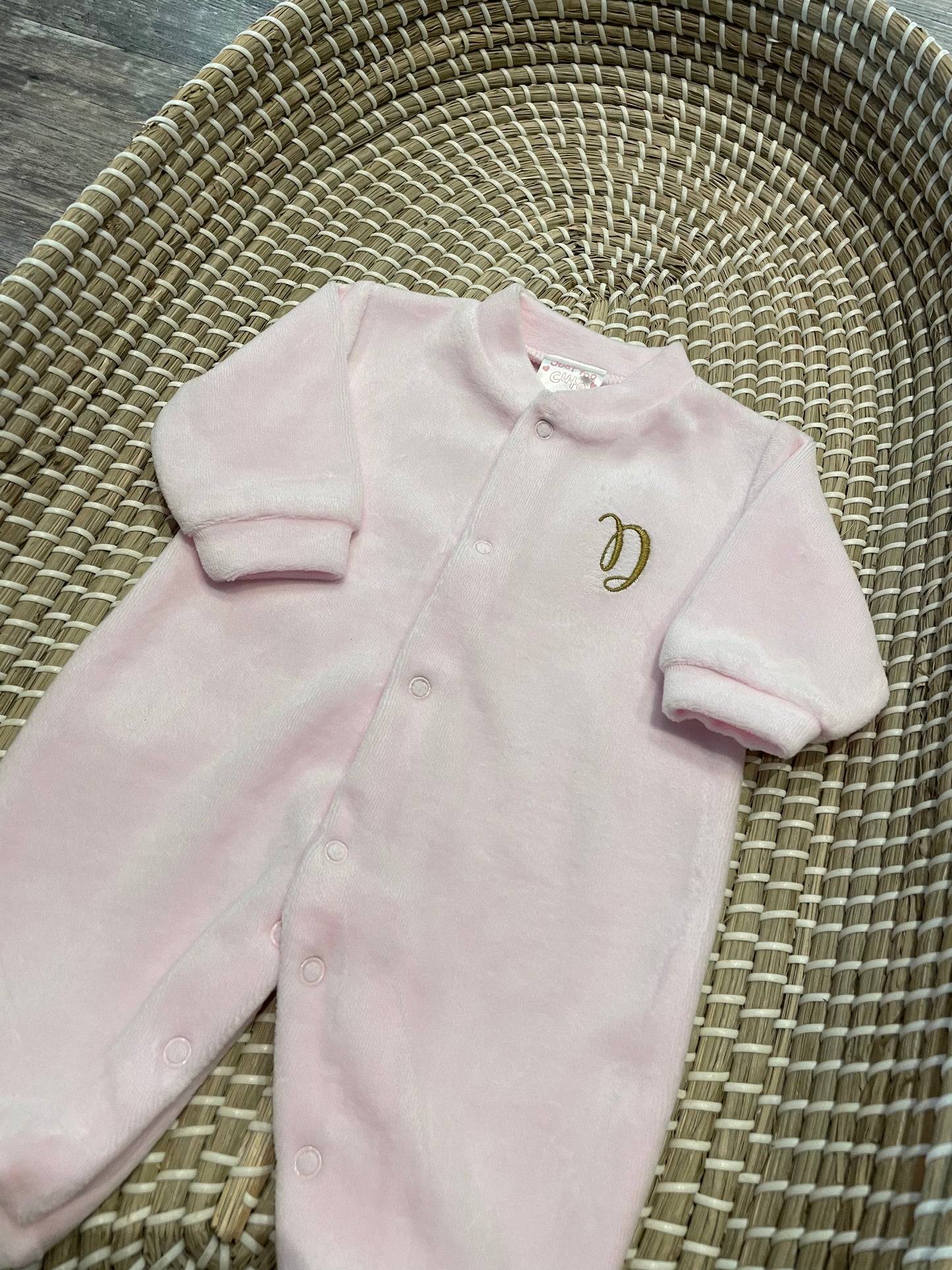 Personalised velour babygrow