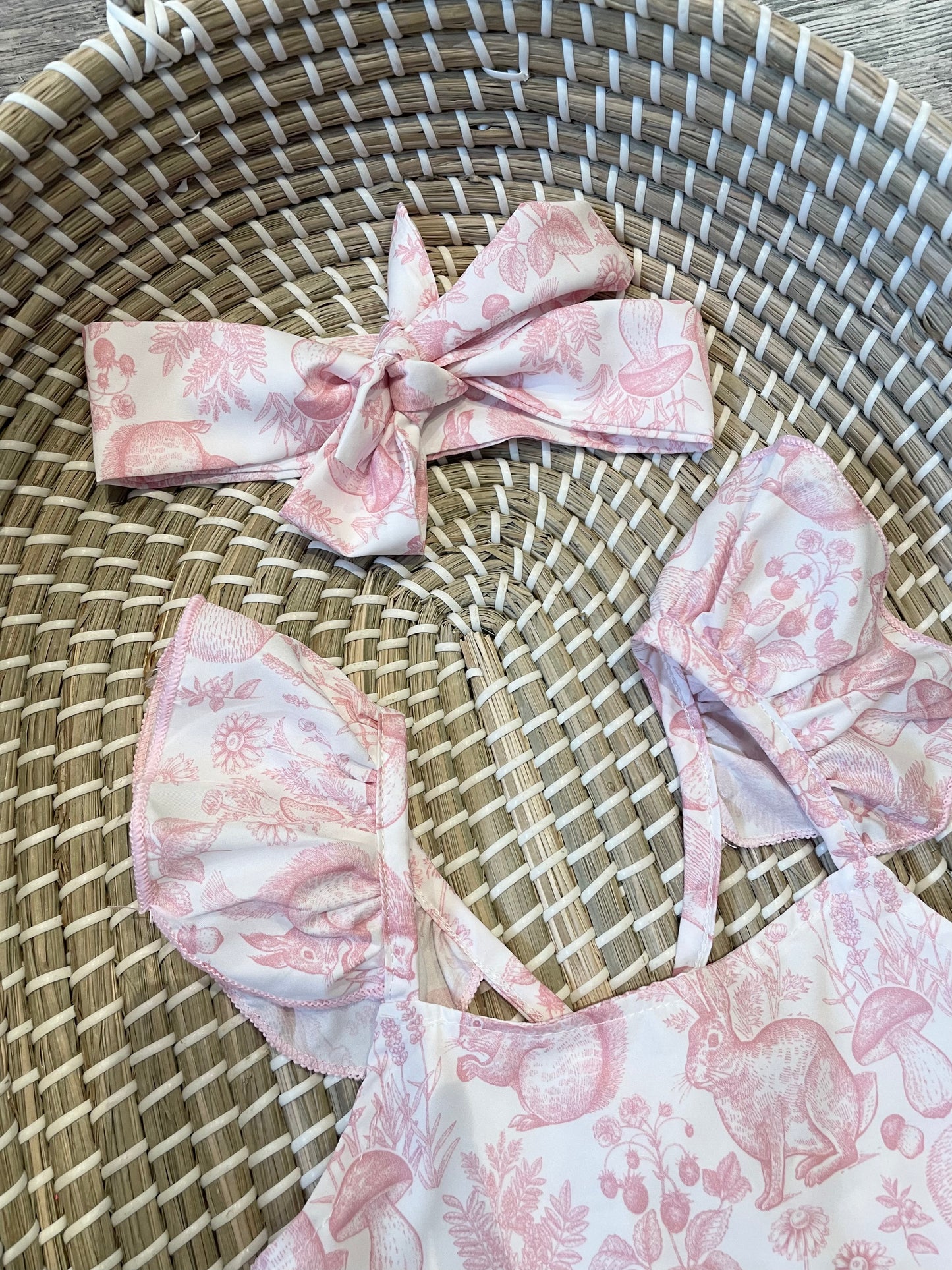 Pink bunny romper set