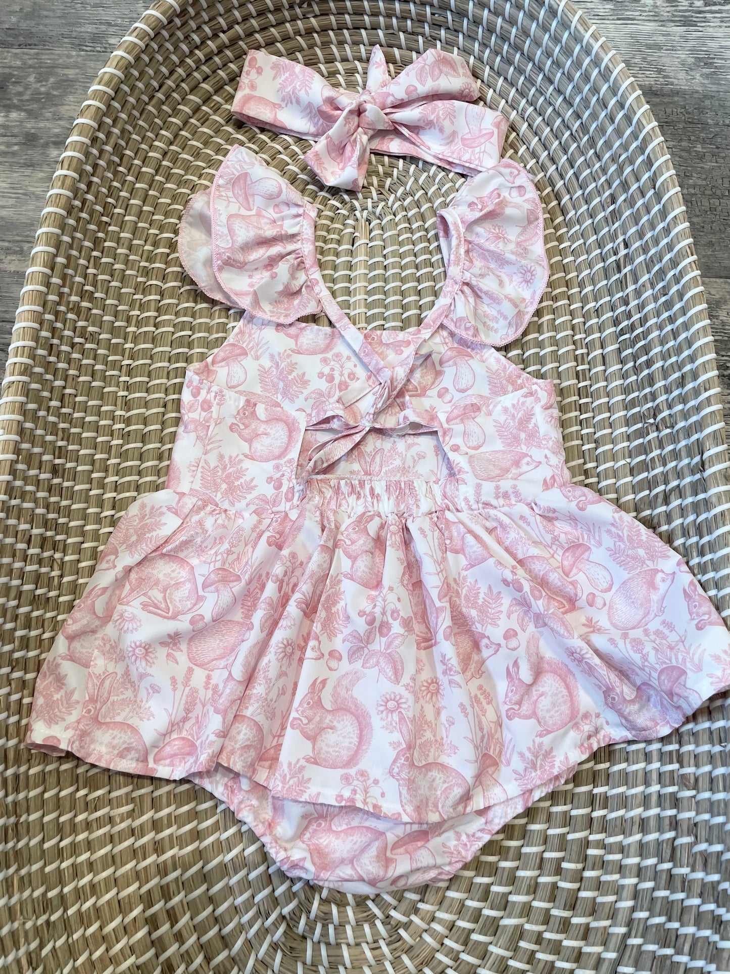 Pink bunny romper set